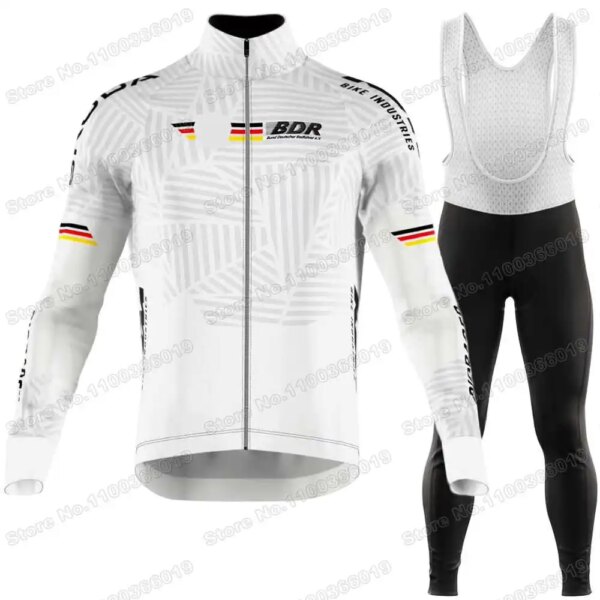 Jersey de ciclismo de Alemania para hombre, conjunto de invierno y otoño, ropa de ciclismo del equipo nacional alemán, chaqueta para bicicleta de carretera, traje, medias con pechera, 2024