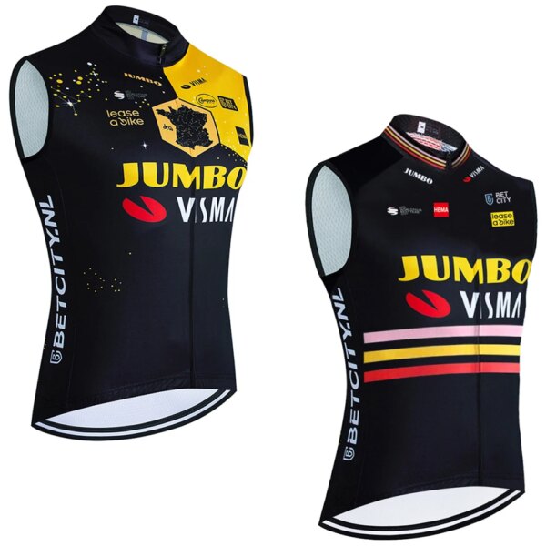 2024 Jersey de Ciclismo sin mangas Jumbo dorado equipo de los EAU Pro Bike chaleco Maillot verano Ropa Ciclismo camiseta cortavientos