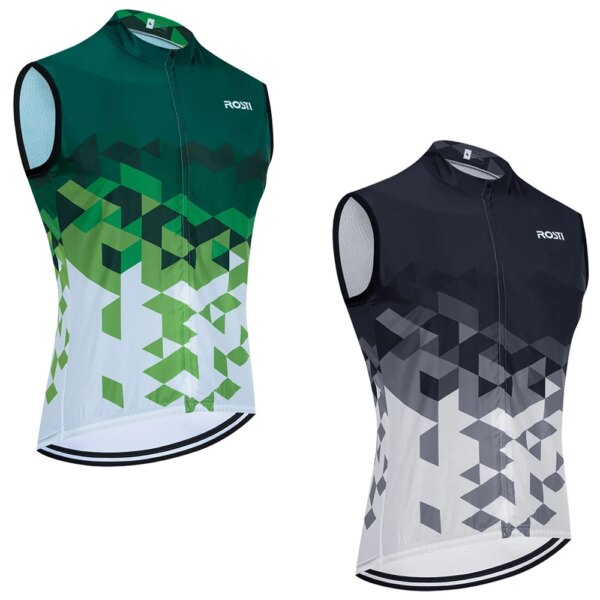 2024 Jersey de Ciclismo verde sin mangas equipo ROSTI chaleco de bicicleta Maillot hombres mujeres Ropa Ciclismo bicicleta Gilet Jersey 3 bolsillos traseros