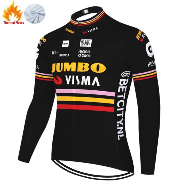 2024 JUMBO VISMA Invierno Polar térmico Ropa Para Manga Larga Maillot Jerseys Jersey Hombre Camiseta Ciclismo Masculino Camisa