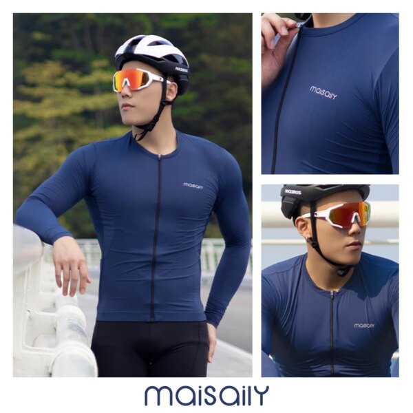 2024 MAISAILY Primavera Verano ciclismo Jersey hombres manga larga transpirable MTB bicicleta Rapha ciclismo ropa chaqueta ciclismo hombre