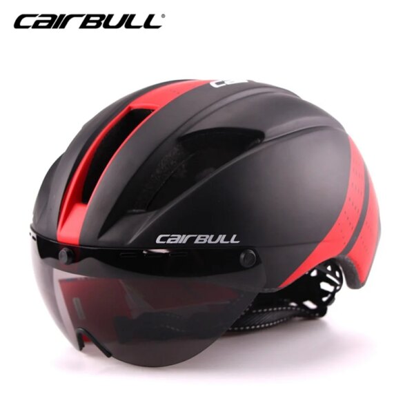 2024 NUEVO CAIRBULL Gafas Casco con 3 lentes TT Aero Road Casco para hombres Racing Integralmente moldeado Casco Ciclismo CB-15