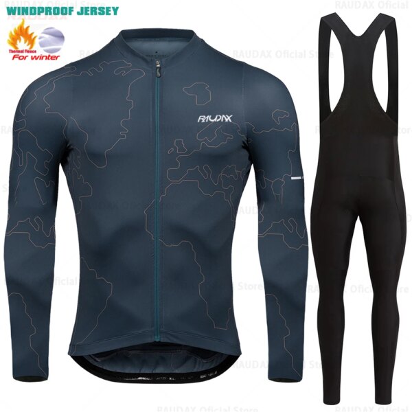 Raudax-Conjuntos de ropa térmica de lana para ciclismo, camiseta deportiva para ciclismo de montaña, chaquetas cálidas para invierno, 2024