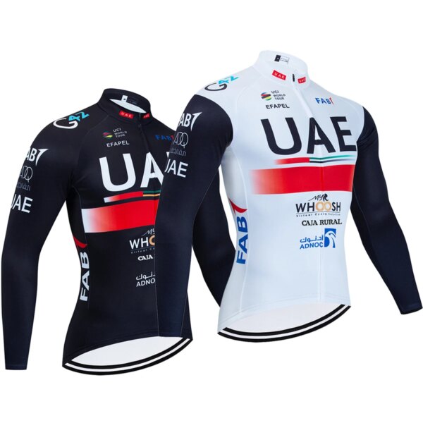 Chaqueta de Ciclismo del equipo de los Emiratos Árabes Unidos para hombre y mujer, Ropa térmica de lana para Ciclismo, Maillot, 2024