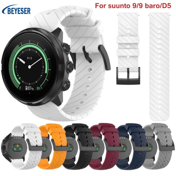 Correa de reloj de silicona suave de 24mm para SUUNTO9/9 Baro, pulsera de repuesto para pulsera deportiva SUUNTO D5, nueva correa para reloj inteligente
