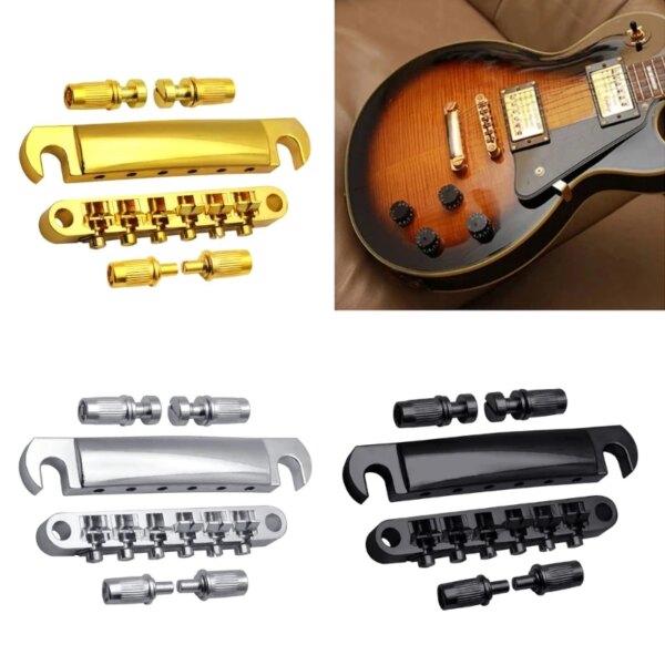 Puente y cordal de guitarra Tune o-matic de 6 cuerdas con tachuelas para repuestos de piezas de guitarra eléctrica LP Les Style 24BD