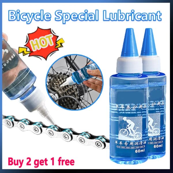 Lubricante para cadena de bicicleta de 60ML, aceite para cadena lubricante seco, aceite para cadena de bicicleta de larga duración, aceite de mantenimiento ceroso, accesorios para bicicleta de montaña y carretera