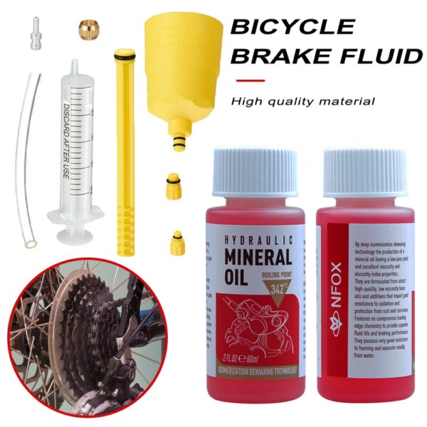 Aceite de frenos de bicicleta de 60Ml, mantenimiento de bicicletas de montaña, líquido de frenos, sistema de aceite Mineral, accesorios de reparación de bicicletas, inyector de aceite
