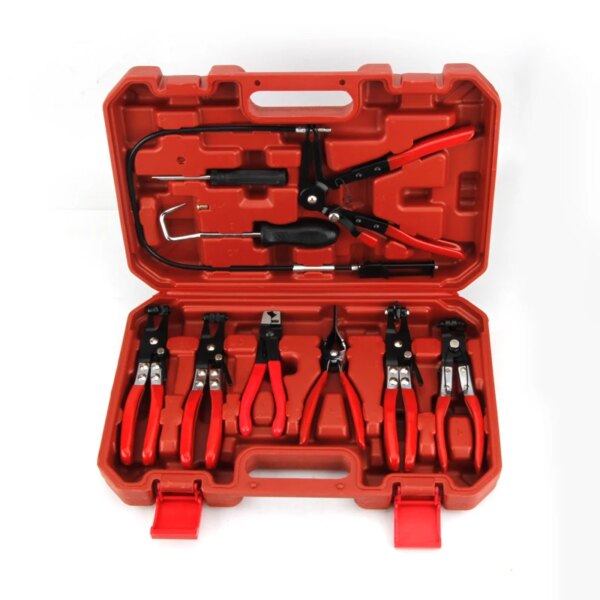 Juego de alicates de anillo de abrazadera de manguera automática, tipo Cable Flexible, abrazaderas de arranque de junta, removedor de sello de aceite, destornillador, Herramientas de Reparación de automóviles, 9 Uds.