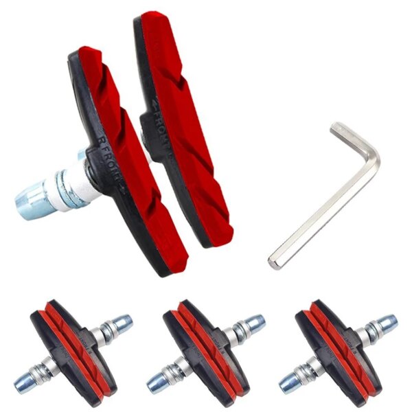 Un par de pastillas de freno silenciosas duraderas para bicicleta, almohadillas de soporte de freno en V para ciclismo, almohadillas de goma para un rendimiento duradero