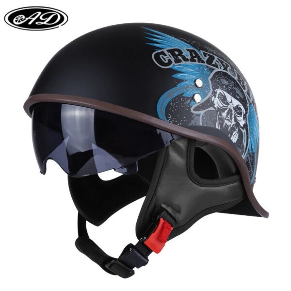 AD Retro motocicleta medio Casco cuatro estaciones para Casco de motocicleta Harley cara abierta Moto Crash cascos Casco gorra de seguridad