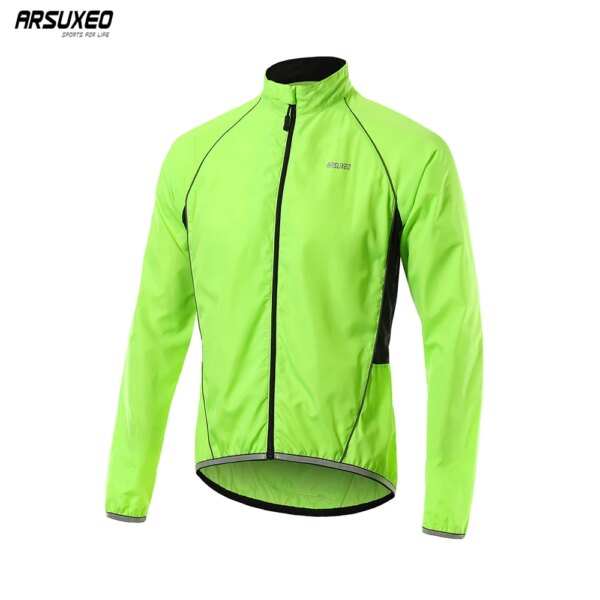 ARSUXEO-cortavientos para ciclismo para hombre, chaqueta cortavientos impermeable para bicicleta de montaña, ropa de ciclismo de montaña, abrigo reflectante para el viento 013