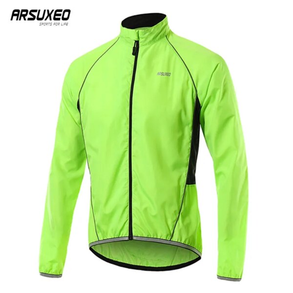 ARSUXEO-Chaqueta de ciclismo para hombre, impermeable, de secado rápido, cortavientos para correr, protección solar, ropa de piel para bicicleta