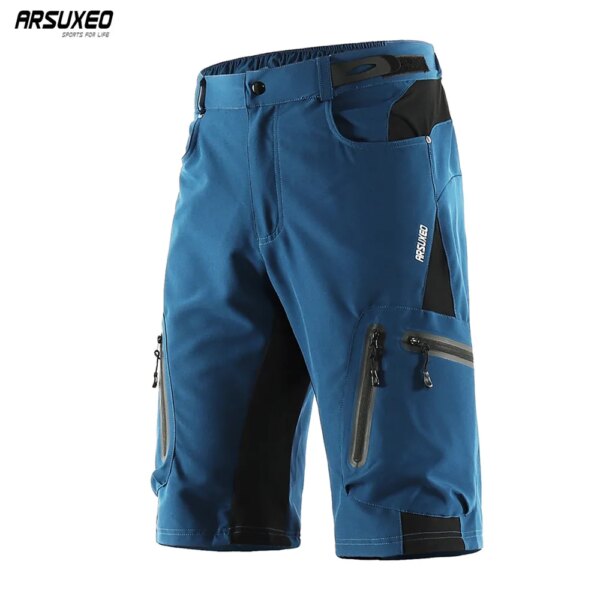 ARSUXEO pantalones cortos de ciclismo para deportes al aire libre para hombre, pantalones para descenso MTB, pantalones cortos para bicicleta de montaña, pantalones cortos resistentes al agua, ajuste holgado 1202