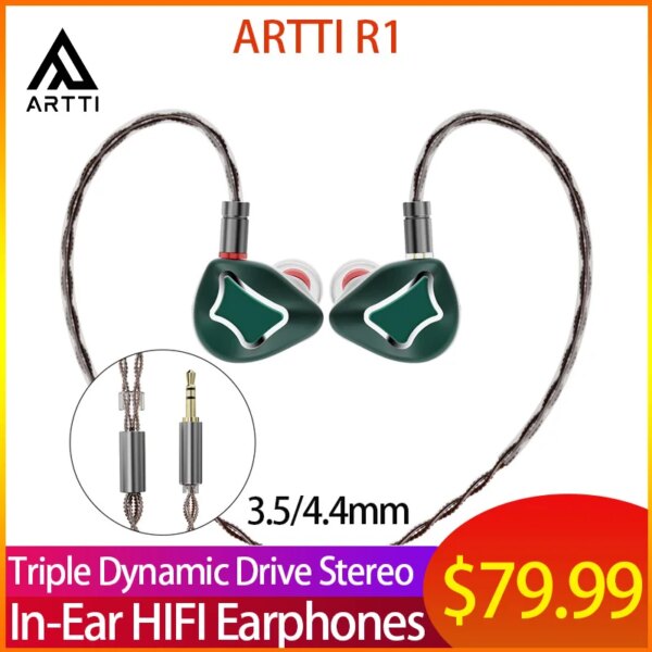 ARTTI R1 auriculares intrauditivos HIFI IEMs 3DD auriculares con cable Triple controlador dinámico auriculares estéreo con Monitor con 0,78 2 pines 3,5/4,4mm