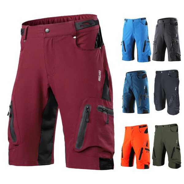 Arsuxeo-pantalones cortos de ciclismo para hombre, transpirables, holgados, para deportes al aire libre, ciclismo, correr, MTB, pantalones cortos para bicicleta de montaña