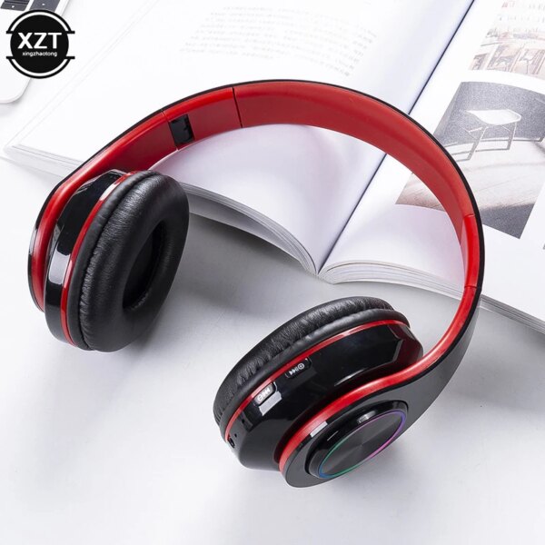 Auriculares Bluetooth B39 auriculares luminosos inalámbricos auriculares estéreo plegables con micrófono compatible con tarjeta SD para Xiaomi iPhone