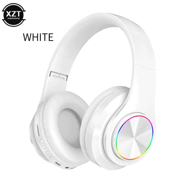 Auriculares B39 compatibles con Bluetooth, auriculares inalámbricos luminosos, auriculares estéreo plegables con micrófono, compatible con tarjeta SD para Xiaomi