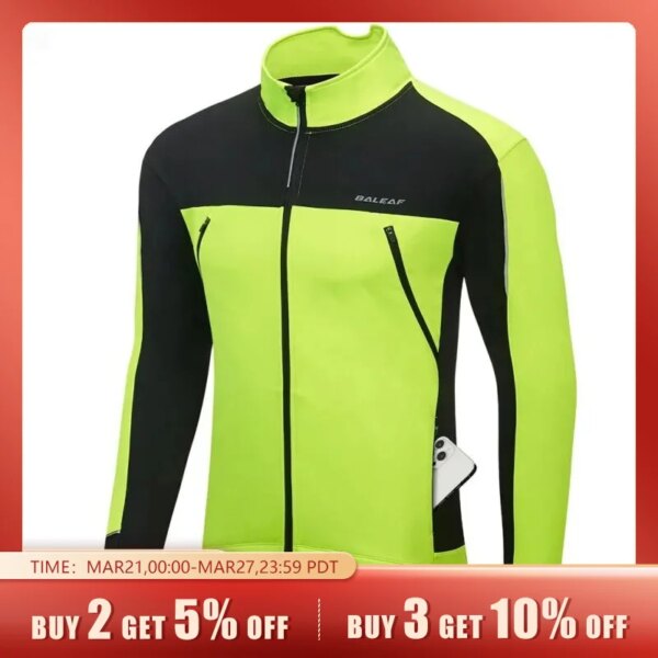 BALEAF Chaqueta de invierno para hombre Softshell a prueba de viento Bolsillos térmicos cálidos Ciclismo Correr Ciclismo de montaña Equipo para clima frío