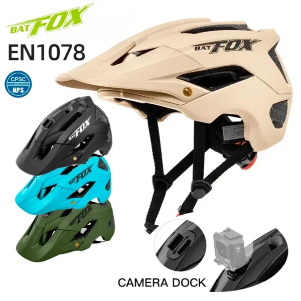 BATFOX MTB DH casco de ciclismo para hombre, casco de bicicleta de montaña, casco de bicicleta de carretera moldeado integralmente, gorra de seguridad de conducción