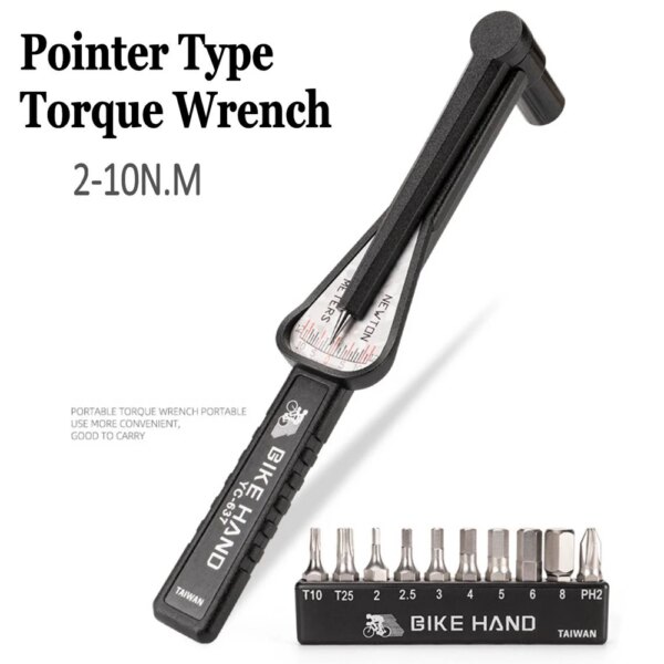 Llave dinamométrica tipo puntero manual para bicicleta, herramienta de torsión ajustable de 2-10 NM, herramientas de Reparación de bicicletas, llave Allen/destornilladores, herramienta de ciclismo