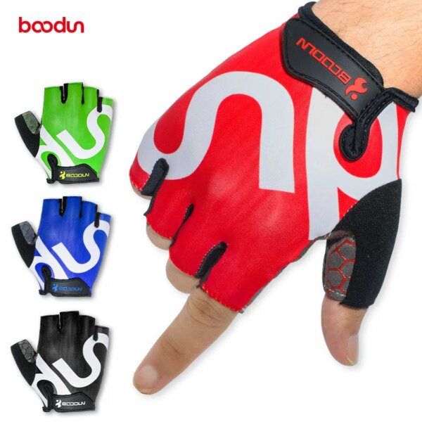 BOODUN, nuevos guantes deportivos de verano para hombres y mujeres, guantes de musculación para culturismo y entrenamiento antideslizantes elásticos transpirables de medio dedo