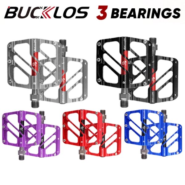 BUCKLOS-pedales de bicicleta con 3 rodamientos, pedales ultraligeros CNC antideslizantes para bicicleta de montaña, pedales planos de aleación de aluminio, accesorios impermeables para bicicleta