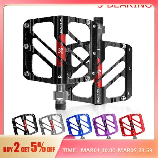 BUCKLOS 9/16 ''pedales MTB ultraligeros de aluminio 3 rodamientos bicicleta Pedal plano husillo antideslizante bicicleta de montaña Pedal piezas de bicicleta