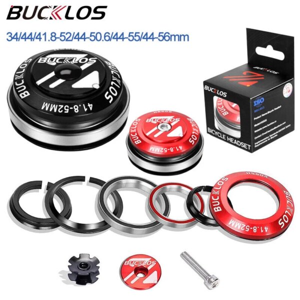 BUCKLOS Auriculares para bicicleta 34-34/44-44/44-50.6/44-55/44-56 Auriculares para bicicleta para tubo recto/cónico 1-1/8\