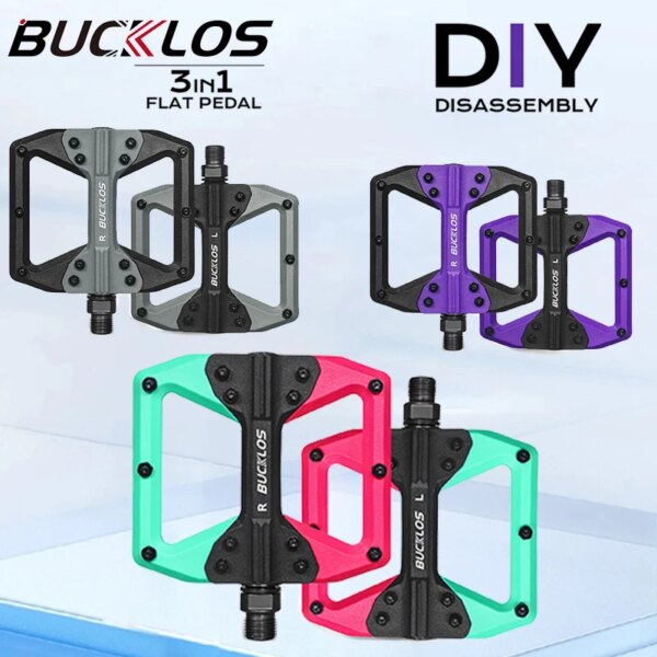 BUCKLOS MTB Pedales de Bicicleta Pedales Desmontables para Bicicletas de montaña Antideslizantes 9/16 Bicicletas de montaña Pedales Accesorios para Bicicletas