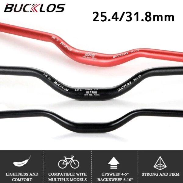 BUCKLOS MTB manillar bicicleta de montaña manillar 31,8mm 25,4mm ultraligero aleación de aluminio plano Riser manillar pieza de bicicleta