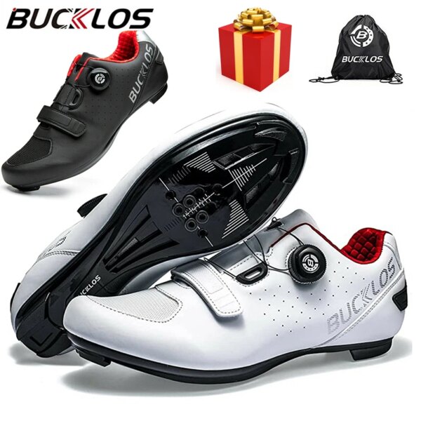 BUCKLOS Zapatos de bicicleta de carretera para hombre 38-47 Zapatos de bicicleta de montaña Zapatillas de ciclismo cómodas con aspecto de bloqueo Delta, SPD, SPD-R SPD-SL