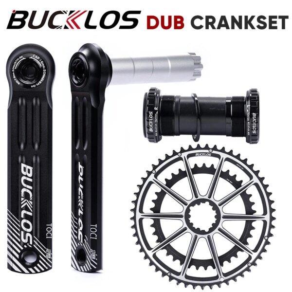 BUCKLOS-platos y bielas para bicicleta de carretera, de grava, 53-39T, 50-34T, 52-36T, juego de manivela DUB para bicicleta de carretera, piezas de bielas de aluminio ultraligeras