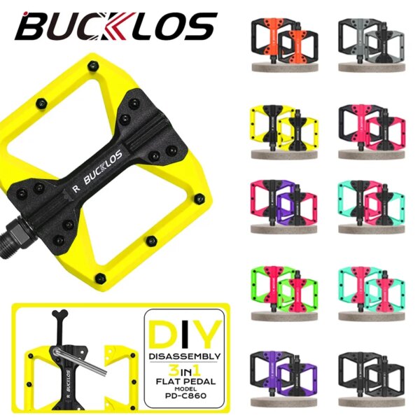 BUCKLOS-pedales de bicicleta de fibra de nailon ensanchados, coloridos, BMX, Mtb, reposapiés, sello Du, rodamiento, Pedal de bicicleta de montaña y carretera, piezas de ciclismo DIY