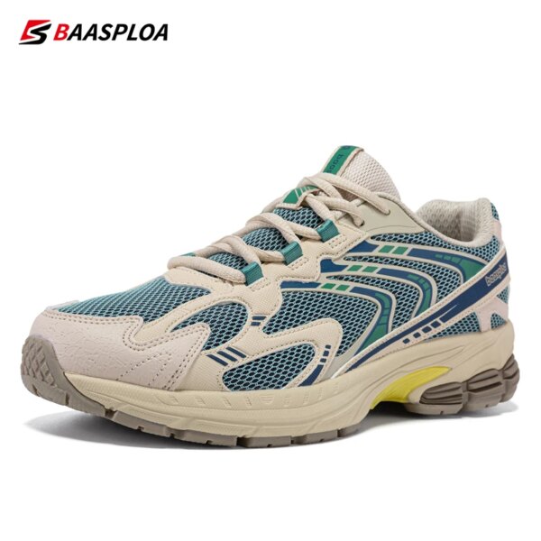 Bassploa, zapatillas para correr para hombre, superficie de malla deportiva informal, transpirable, antideslizante, resistente al desgaste, zapatos deportivos ligeros de baloncesto para hombre