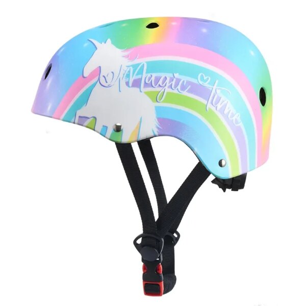 Hermoso casco de bicicleta de ciclismo de arcoíris para niños, casco de bicicleta con autoequilibrio, casco de patinaje, casco de bicicleta