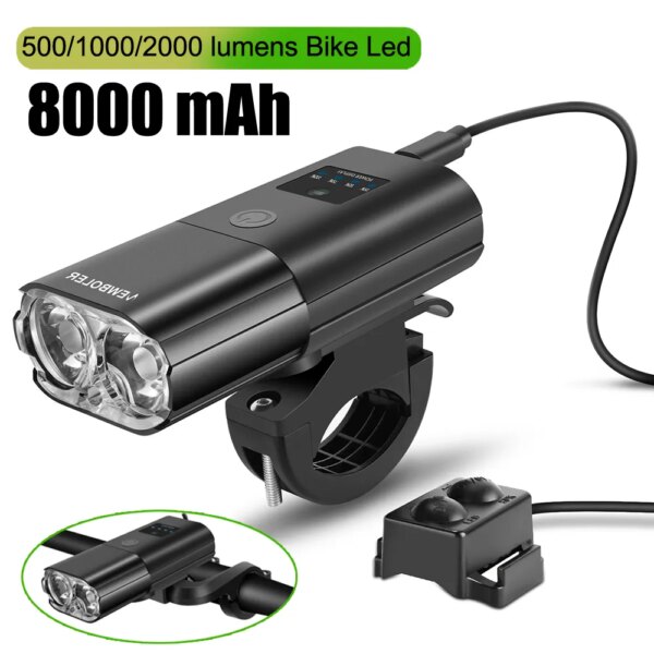 Luz de bicicleta 1000 lúmenes 4000 mAh faro de bicicleta banco de energía linterna manillar carga USB MTB Ciclismo de Carretera resaltado