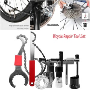 Kits de herramientas de reparación de bicicletas Extractor de manivela de alta precisión Cortador de cadena 9 en 1 Extracción de volante a prueba de herrumbre para reparación en el hogar