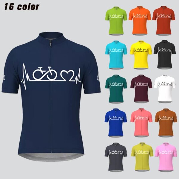 Bike Heartbeat-Camiseta de ciclismo para hombre, camiseta de manga corta para ciclismo de montaña y carretera, camisetas de ciclismo de secado rápido, verano 2023