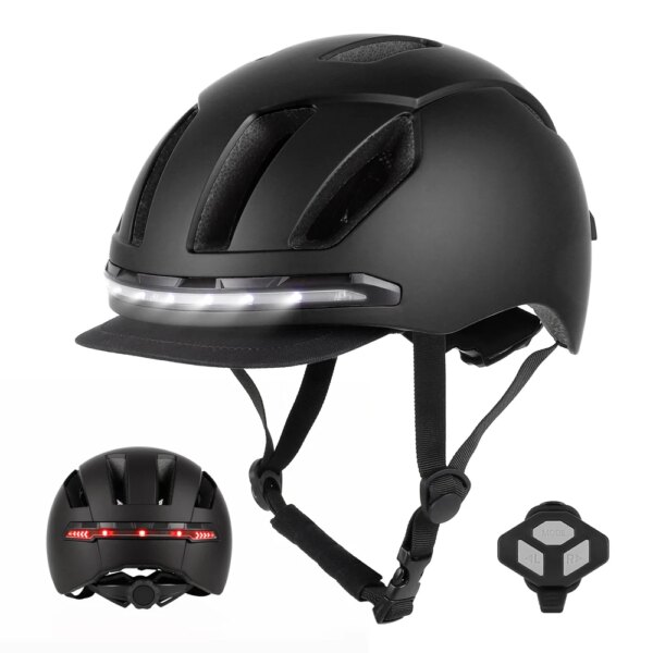 Casco de bicicleta con luz LED de intermitente, recargable por USB, lámpara trasera para casco de bicicleta inteligente, advertencia de conducción nocturna de seguridad, resistente al agua