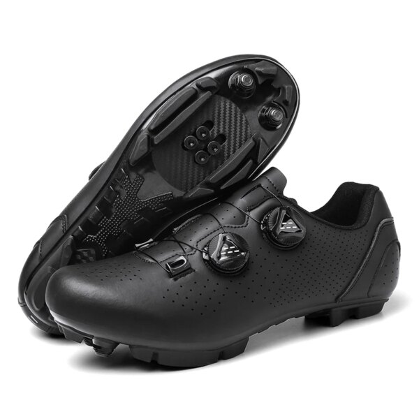 Zapatillas de ciclismo negras, zapatos MTB para hombre y mujer, zapatos de bicicleta todoterreno, zapatillas de velocidad, zapatos de carreras, zapatos de bicicleta de carretera de montaña de talla grande