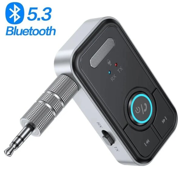 Adaptador Bluetooth 5,3, transmisor, receptor de Audio inalámbrico para música de coche, auriculares, altavoz, adaptador de Audio inalámbrico AUX, conector de 3,5mm