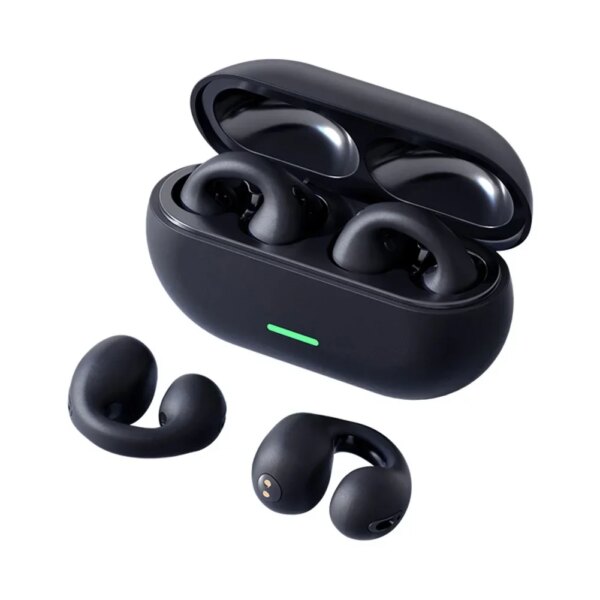 Auriculares de conducción ósea con tiempo de espera de 300h, auriculares estéreo de graves compatibles con Bluetooth para correr, ciclismo, senderismo y conducir