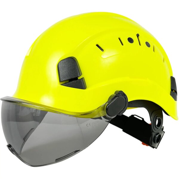 Casco de seguridad para construcción CE con gafas, visera, casco ABS, protección de cabeza de trabajo Industrial ANSI, rescate