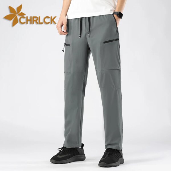 CHRLCK Pantalones de senderismo de secado rápido para hombre, pantalones elásticos para primavera y otoño, pantalones deportivos para acampar, escalar, correr al aire libre