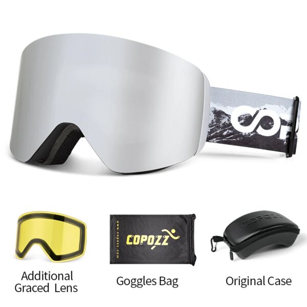 COPOZZ OTG gafas de esquí máscara de Snowboard para hombres y mujeres estuche para gafas amarillo Kit de gafas protección cilíndrica UV400 gafas de nieve para adultos