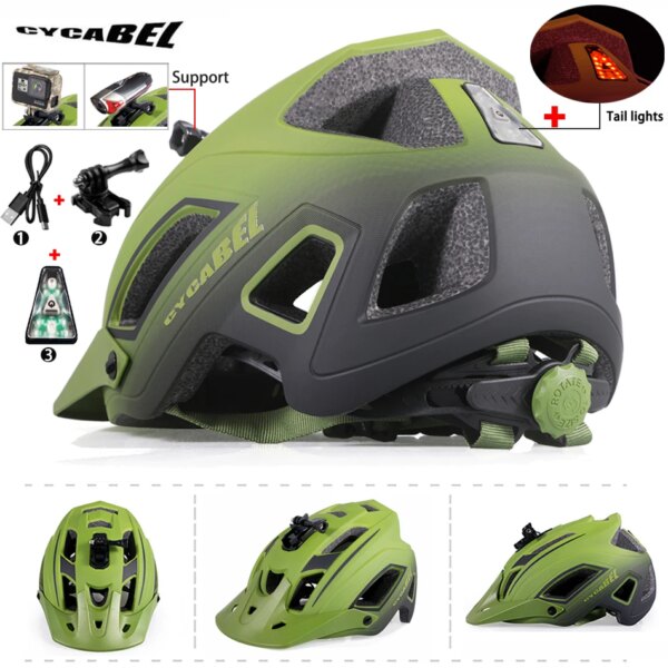 Casco de bicicleta CYCABEL, casco de bicicleta deportivo de seguridad ultraligero, sombrero para bicicleta de montaña y carretera, luz Led, casco de ciclismo de carreras MTB con 16 agujeros