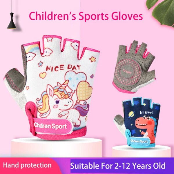 Guantes sin dedos para niños, guantes deportivos para bicicleta, niño y niña, ciclismo, antidesgaste, patinaje sobre ruedas, entrenamiento, guantes de protección para ejercicio