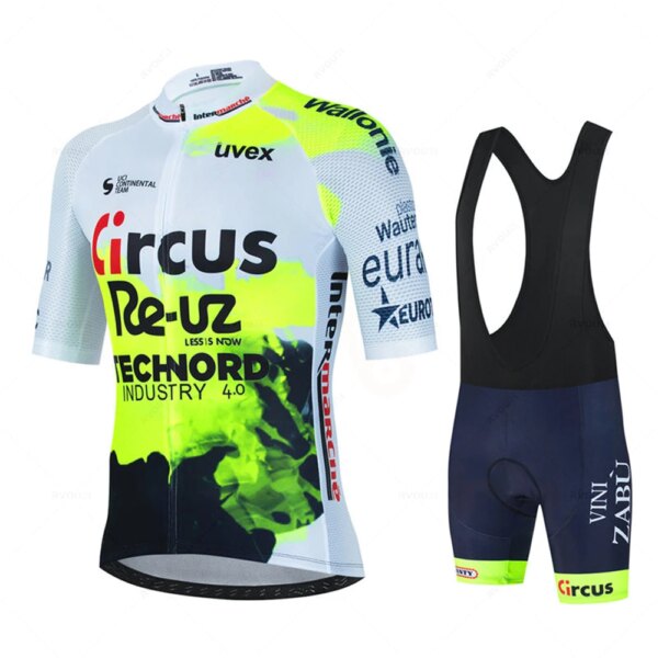 Circus Wanty Fluorescein Ropa Deportiva Ciclismo Jersey conjunto verano MTB bicicleta Ropa uniforme Maillot Ropa Ciclismo Hombre traje de bicicleta