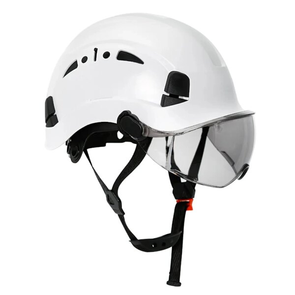 Casco de seguridad para construcción con gafas, visera, casco duro ABS de alta calidad, luz ANSI, protección de cabeza de trabajo Industrial, rescate CR08